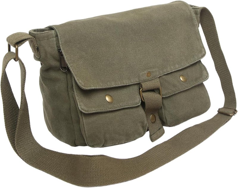 AFGWK School Vintage Canvas Messenger Bag for Men Crossbody Shoulder Bag Satchel Handbags - Image 1